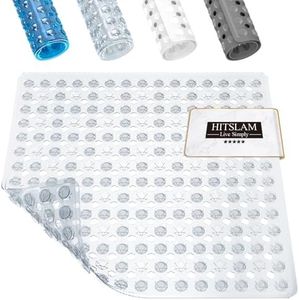 HITSLAM Tapis de Douche Antidérapant, Carré Tapis de Bain avec Ventouses 53x53cm sans BPA, Tapis de Baignoire Résistant à la Moisissure et Lavable en Machine, Transparent