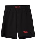 Kids BJJ Shorts MMA Fight Shorts, Youth Athletic Shorts, No-Gi Brazilian Jiu Jitsu, Kick Boxing Shorts for Boys Girls, Red, 9-10 Years