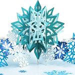 Paper Love 3D Snowflakes Pop Up Card, Gift for Winter, Christmas or Holidays, 5" x 7" Cover - Includes Envelope and Removable Note Tag