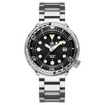 ADDIESDIVE Diver Watches for Men 47.5 MM Automatic Wristwatch Nh35 Waterproof 300 M Luminescent Chromalight Dial My-H5, black, big 47.5MM, diving