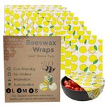 Nacterra 10 Pack Bees Wax Wraps Reusable, Organic Beeswax Wraps for Food, Eco-Friendly Beeswax Food Wrap for Bread. Bowl Cover and Produce, Beeswax Sandwich Wraps - 3L, 3M, 4S, Lemon Pattern