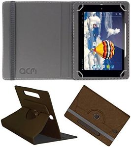 Acm Designer Rotating Leather Flip Case Compatible with Iball Slide 3g 7803 Q900 Tablet Cover Stand Brown