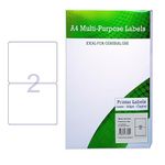 A4 Multipurpose Labels 2 Per Sheet 199.6 x 143.5mm (White) Pk of 100