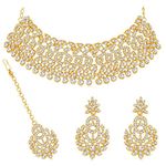 Sukkhi Padmavti Traditional Gold Plated Austrian Diamond Choker Necklace Set for Women