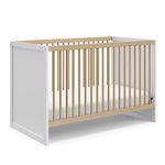 Storkcraft Calabasas 3-in-1 Convertible Crib (White with Driftwood) – GREENGUARD Gold Certified, Fits Standard Crib Mattress, Converts to Toddler Bed, Modern Style, Easy 30-Minute Assembly