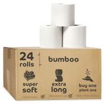 Bumboo Toilet Roll 24 Pack | Toilet Paper 3 ply, 300 Sheets | Made from mixed fibres | Plastic-Free, Soft, Strong, Eco-Friendly & Biodegradable Toilet Tissue