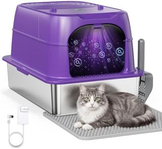 Smart Stainless Steel Cat Litter Box with Enclosed Cover, XL Odor Control
