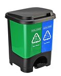 KOLORR Twin Bin 19L Dustbin Dry & Wet Waste Pedal Dustbins / 2 In 1 Dustbin Trash Can/Plastic Garbage Bins with Lid for Home Kitchen - Blue & Green Colour – Medium Size