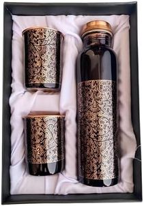 GTAC Metal Pure Copper Water Bottle With Glass Set For Gifiting No Joint 1 Liter| Water Bottle | Copper Bottle | Gift Set | Office Use| Sports| Daily Use.