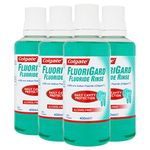 Colgate Fluorigard Fluoride Rinse Alcohol Free Mouthwash 400 ml, Daily Cavity Protection, Mint Flavour, Pack of 4