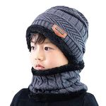 YOUTH RIDE Kids Winter caps Unisex Beanie Scarf Set fit for 4-13 Years Old Toddler Kids Winter Caps for Kids Boy's Free Size (Free Size, Grey)