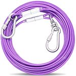 Purple Dog Tie Out Cable Lead With Steel Buckle,3/6/9/15m Dog Runner Cable with Swivel Hook ,Dog Leash Run Tether for Yard Outdoor Camping,for Dogs Pets Up to 500 LB（3m）