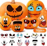 Halloween Pumpkin Face Stickers for Kids, 24 Pcs Make 12 Large and 12 Small Monster Cartoon Pumpkin Face Decals Decorating Craft Kit, Halloween Party Favors Games Supplies