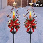 MAGGIFT 32 Inches Solar Christmas Decorations Outdoor LED Solar Powered Candle Xmas Pathway Lights, Metal Garden Stakes Lawn Yard Ornament, Set of 2