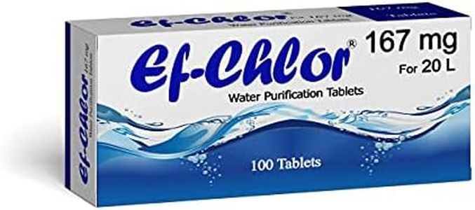 Ef-Chlor Water Purification Tablets/Drops (167 mg - 100 Tablets) - Potable Water Treatment for Emergencies, Survival, Travel, and Camping, Purificador De Agua (5.2-6.6) Gallons Water in 1 Tablet