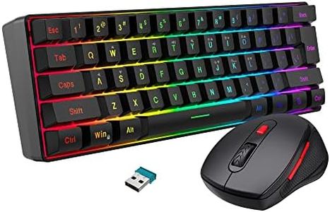 Snpurdiri Tastiera da gioco wireless 2.4G e mouse combinata, include mini tastiera 60% Merchanical Feel, design ergonomico mouse wireless