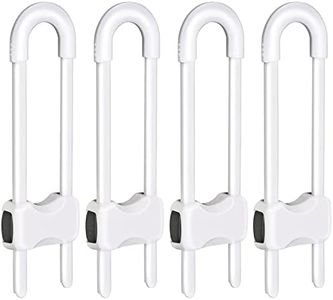 4 Pcs Baby Proofing Cabinets, U-Shaped Cabinet Locks for Babies, Child Locks for Cabinets, Child Proof Cabinet Latches,Child Safety Cabinet Locks with Adjustable (White1)
