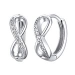 ChicSilver Infinity Huggie Hoop Earrings for Women 925 Sterling Silver Cubic Zirconia Small Hoop Earrings for Women