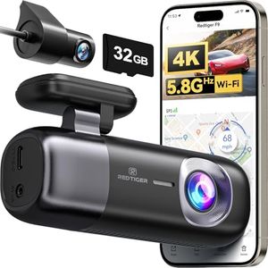 REDTIGER Dash CAM Coche 4K+1080P,Cámara Coche con WiFi 5.8G y GPS,Incluye 32GB(Soporta 256GB), Dashcam con Visión Nocturna, Modo Aparcamiento, Control por App,170° Gran Angular