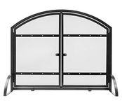 Pleasant Hearth Harper Arched Fireplace Screen with Doors, Black