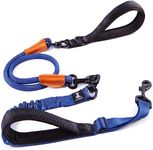 Heavy Duty Rope Bungee Leash for Large and Medium Dogs with Anti-Pull for Shock Absorption - No Slip Reflective Leash for Outside (Adjustable Premium Blue, Bungee Leash- 5.5 Ft)