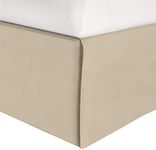 Elegant Comfort 1-Piece Solid Bed Skirt, 1500 Thread Count Egyptian Quality, Minimalist Design with a Modern Look- Easy Care, Wrinkle and Stain Resistant, Bedskirt, Queen, Macadamia Beige