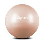 Glymnis Exercise Ball Yoga Ball Anti Burst Slip Resistant Yoga Ball Workout Ball Swiss Ball Birthing Ball with Quick Pump for Yoga Fitness and Core Exercise 55cm 65cm 75 cm (Rose Gold, 48~55cm)