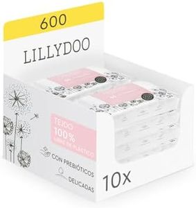 Toallitas con prebióticos LILLYDOO, 600 unidades (10 x 60), tejido 100% libre de plástico, sin perfumes (FSC Mix)