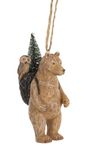 The Bridge Collection Brown Bear with Owl on Backpack Ornament - Rustic Carved Bear Christmas Tree Ornaments - Bear Ornament - Owl Ornament