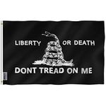 ANLEY Fly Breeze 3x5 Foot Liberty Or Death Gadsden Flag - Vivid Color and UV Fade Resistant - Canvas Header and Double Stitched - Don't Tread On Me Flags Polyester with Brass Grommets 3 X 5 Ft