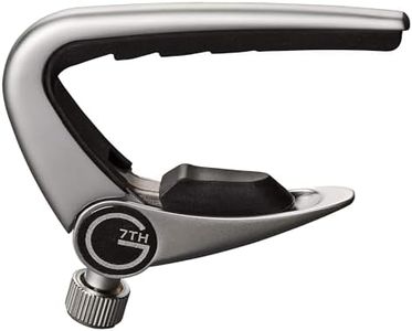 G7th Newport Guitar Capo, Steel String Silver - 60mm Low-Profile - Easy to Use Flip Lever with Fine-Tune Adjustment Knob - Compensated Pad - Perfect for 12 String Acoustic and Electric Guitars