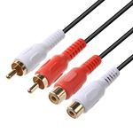 GREATLINK RCA Extension Cable 10FT, 2RCA Audio Extender Adapter Cord Wire Coupler Male to Female Dual Red/White Connector Jack Plug Extend Video Audio 2 Channel Stereo (Right and Left),10FT