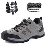 CC-Los Men's Waterproof Hiking Shoes Lace-Free Lightweight & Breathable No Tie Outdoor Work Shoes Grey Size 10 New Upgrade