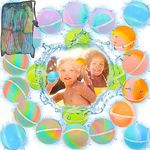 18 PCS Reusable Water Balloons, with Mesh Bag, Reusable Water Balloons for Kids, Self-Sealing Water Bomb for Kids Adults Outdoor Activities Water Games Toy Summer Fun Party Supplies (18pcs)