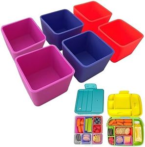 Square Silicone Lunch Box Dividers 6pcs - Bento Box Divider 2"x2"x1.5" Bento Box Accessories Cupcake Baking Cups - Blue-magenta Coral-pink Light-magenta