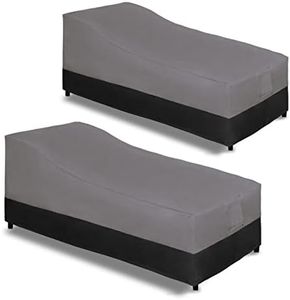 Easy-Going Waterproof Outdoor Chaise Lounge Cover, Heavy Duty Patio Lounge Chair Cover, Windproof Outdoor Furniture Cover with Air Vent 2 Pack-78Wx35.5Dx33H inch, Gray/Black