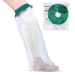 Waterproof Leg Cover for Shower & Bath - Adult - Reusable Waterproof Cast Protector Leg Sleeve Made with a Soft, Stretchy Silicone Seal & High Grade PVC Body – Small-Medium, Upgraded Design
