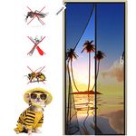 Magnetic Fly Insect Screen Door 105 x 235 cm for Front Door and Home Outside Kids/Pets Walk Through Easily Fit Door Black