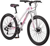 Mongoose Switchback Trail Hardtail Mountain Bike for Adult Men Women, Front Suspension, 21-Speed, 27.5-Inch Wheels, Mechanical Disc Brakes, Small Frame, White