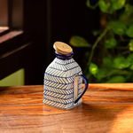 ExclusiveLane 'Indigo' Hand Painted Ceramic Milk & Water Jugs for Dining Table (Non-airtight, 480 ML, Microwave Safe) - Ceramic Jugs for Water Kitchen Storage Juice Serving Jug Pitcher Jug