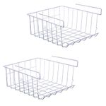 ASTOTSELL Under Shelf Storage Basket, 2-Pack Under Shelf Hanging Metal Wire Storage Basket Organizer for Kitchen, Office, Pantry, Bathroom, Cabinet, White