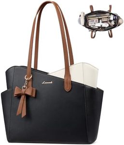 LOVEVOOK Womens Purses and Handbags Trendy Small Tote Purse with Zipper 2026 PU Leather Satchel Shoulder Bag for Work Travel Black-White-Brown