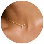 ZOERAY Initial Necklaces for Women Dainty Gold CZ Letter Necklace 14K Gold Plated Trendy Simple Cute Gold Choker Necklace Personalized Name A-Z Capital Necklace Jewelry Gifts for Women, Brass, Cubic