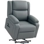 HOMCOM Power Lift Chair for Elderly, PU Leather Upholstered Electric Recliner Chair with Quick Assembly, Remote, Footrest, Side Pockets, Reclining Sofa for Living Room, Grey