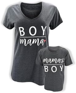 Boy Mama Matching Mommy and Me Outfits Mom Daughter Shirts Mothers Day Outfits Mama Mini Clothing (Adult XXXL, Grey)