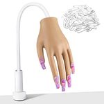 Practice Hand For Acrylic Nails - BTArtbox Upgraded Nail Tips Never Fall Off, Fingers Never Break, Flexible Movable Nails Training Hand, Ideal for Practicing Nail Supplies, Brown(LXJS-04)