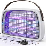 PKBD Stylish LED Fly Zapper with Leather Handle, Electric Fly Killer & Mosquito Trap for Home, Kitchen & Garden, 12W High-Voltage Bug Zapper, Safe Indoor Insect Control, Easy Clean Tray (Graphite)