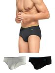 XYXX Men's Underwear Uno IntelliSoft Antimicrobial Micro Modal Brief Pack of 3 (Coral Grey ; Black ; Heather Grey; M)