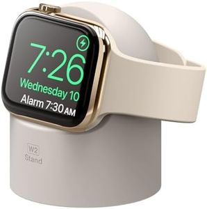 elago W2 Charger Stand Compatible with Apple Watch 10/9/8/7/6/5/4/3/2/1/SE, Compatible with Apple Watch Ultra 2 & 1 Charging Dock Station, Nightstand Mode, Cable Management (Stone)