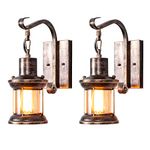 Rustic Light Fixtures, Oil Rubbed Bronze Finish Indoor Vintage Wall Light Wall Sconce Industrial Lamp Fixture Glass Shade Farmhouse Metal Sconces Wall Lights for Bedroom Living Room Cafe(2 Pack)